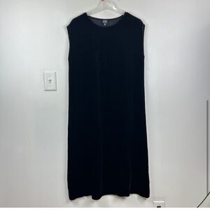 Eileen Fisher Velvet Silk Blend Maxi Dress Deep Blue/Black Medium